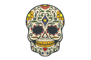 Totenkopf mit Blumen bemalt