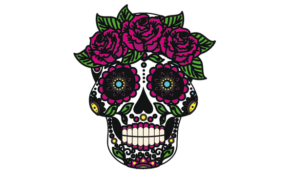 Totenkopf mit Blumen